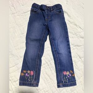 Custom Hand Embroidered Floral 3T Toddler Straight Leg Jeans